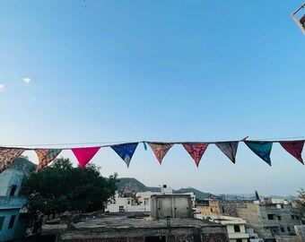 Colorful Fabric Bunting Flags Decorations Bunting Banner Garland Wall Hanging Wedding Docor Flag Boho Party Bunting Banner Nursery Decor