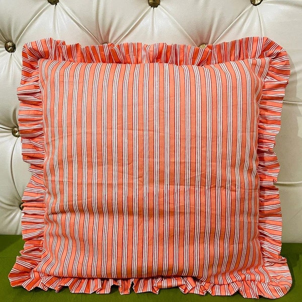 Floral Ruffle Throw Pillow Cover Etsy