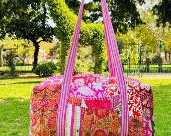 Grandes parches de algodón Bolsas de lona Bolsas de fin de semana de tela acolchada con estampado en bloques para mujeres Regalos navideños Bolsas de viaje coloridas hechas a mano para pasar la noche