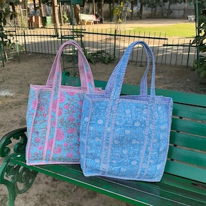 Große Baumwolle gesteppte Patches Tote Schultertasche Vintage Floral Umweltfreundliche nachhaltige Tasche Yoga Strandtaschen Boho Weekender Taschen Geschenk für sie