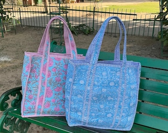 Large Cotton Quilted Patches Tote Shoulder Bag Vintage Floral Eco friendly Sustainable Bag Yoga Beach Bags Boho Weekender Bags Gift For Her,