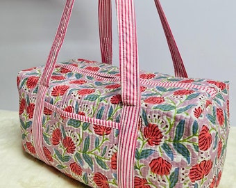 Large Multi Patches Quilted Duffle Bag Weekend Travel Bag Holiday Gifts Handmade Boho Duffle Bags for Women Overnight Bags Hand Luggage Bag