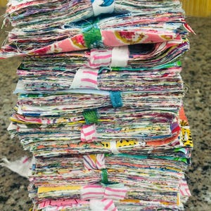 Hand Block Printed Fabric Scrap Bundle, Indian Cotton Remnants, Slow Stitching Quilting Fabric Lot, Floral Textile Mix for Junk Journals