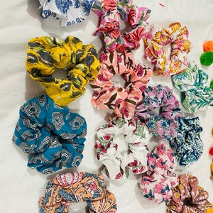 Repurposed/Upcycled/Vintage Fabric Hair Scrunchies, Ponytail Holder, Print Band, Accessories, Sustainable Fabrics, Ribbed Cotton, Jumbo size