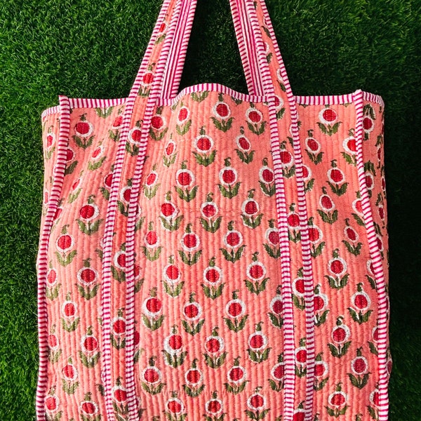 Pink - Handcrafted Fabric Jhola Bag 35