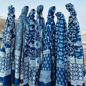 Assorted Print Indigo Cotton Beach Sarong Indian Hand Block Printed Summer Sarongs Soft Fabric Pareo Swim Cover up Women Pareo Gift for Her