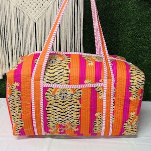Große Baumwoll-Patches Duffle Taschen Blockprint Quilted Stoff Wochenendtaschen Für Frauen Weihnachtsgeschenke Handgemachte Bunte Reisetaschen