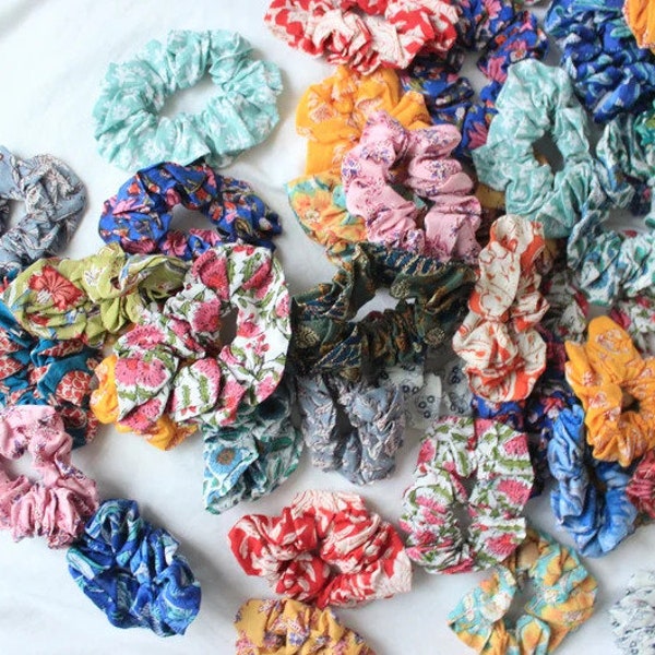 Cotton Scrunchies, Ties & Elastics Scrunchies, Floral Print Scrunchies, Boho Scrunchies, Hair Grip, Handmade Scrunchy, Scrunchies for women