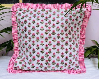 Indian Hand Block Cotton Pillow Cover, Home Decor Throw Pillow Cover, Strip Pillow Case, Living Room Pillow, Farmhouse Decor Pillowcase,