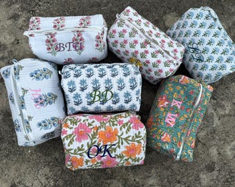 Large Cotton Quilted Makeup Pouch Women's Cosmetic Bag Makeup Case Holiday Gift Travel Toiletry Bag Pouch For Women Organizer Accessory Bag