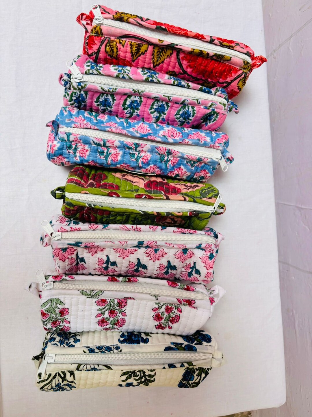 Black - Handmade Quilted Cotton Pencil Pouch 01