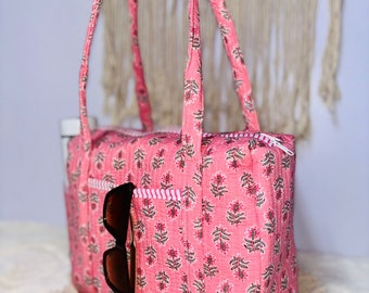 Indian Floral Multi Patches Quilted Large Duffle bags Holiday Gifts Boho Weekender Quilted fabric duffle luggage bag, Travel Bags For Women