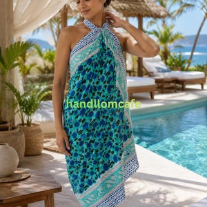 Paréo imprimé coton blocs de plage paréos paréo col bohème foulard paréo pour femmes cadeaux de vacances paréo léger en tissu doux