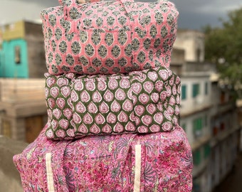 Vintage Duffle Bags Large Bohemian Women's Weekend bag Block Printed Quilted Cotton Overnight Duffle Bag Holiday Gits Unique Boho Travel Bag