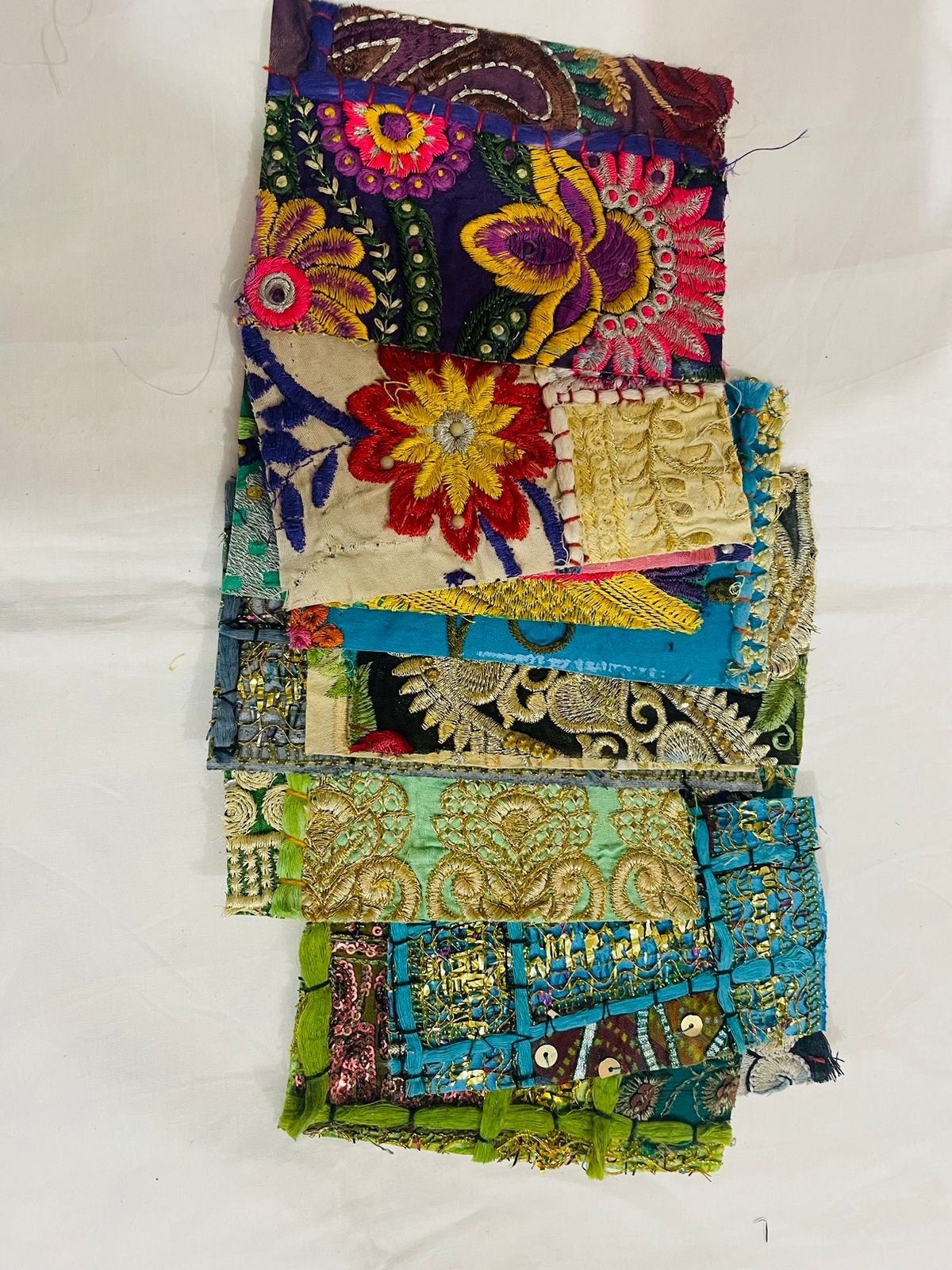 Bohemian Pre Cut Fabric Squares Packs Block Print Cotton Fabric Scarps  Assorted Boho Charm Pack 5 Quilting Fabric Patchwork Scrappy Quilt, 