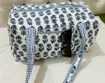 Large Cotton Floral Duffle Bags Blockprint Quilted Fabric Weekender Bags For Women Holiday Gifts Handmade Colorful Travel Overnight Bags