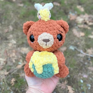Handmade Teddy Bear with Honey Pot Plushie | Adorable Chenille Stuffed Animal