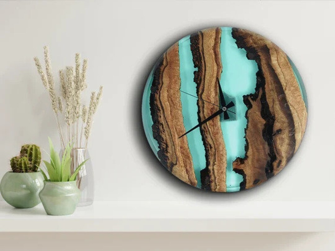 Custom Epoxy Resin Wood Wall Clock Unique Clock Modern Home Etsy