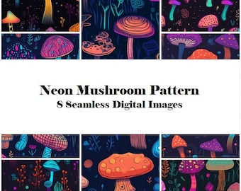 Neon Mushroom Pattern