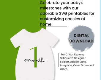 Adorable Green Baby Milestone SVG Printables | Capturing Precious Moments | Minimalist Design