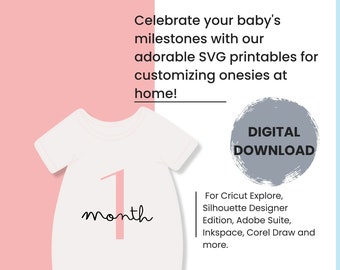 Adorable Pink Baby Milestone SVG Printables | Capturing Precious Moments | Minimalist Design
