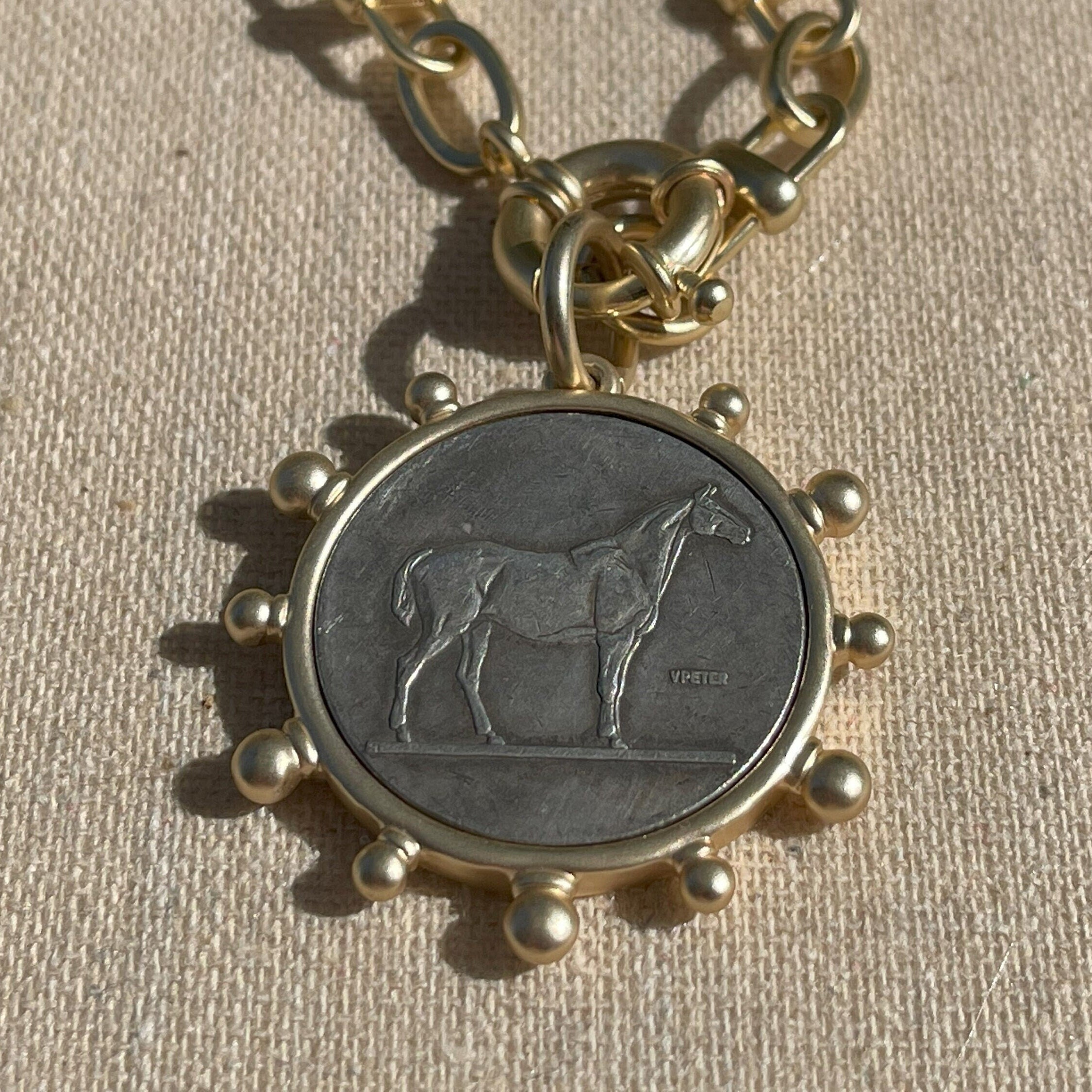 Mckinney Horse Medallion Coin Necklace Etsy