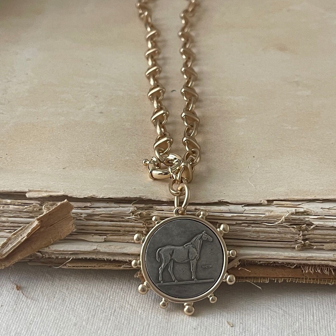 Mckinney Horse Medallion Coin Necklace Etsy
