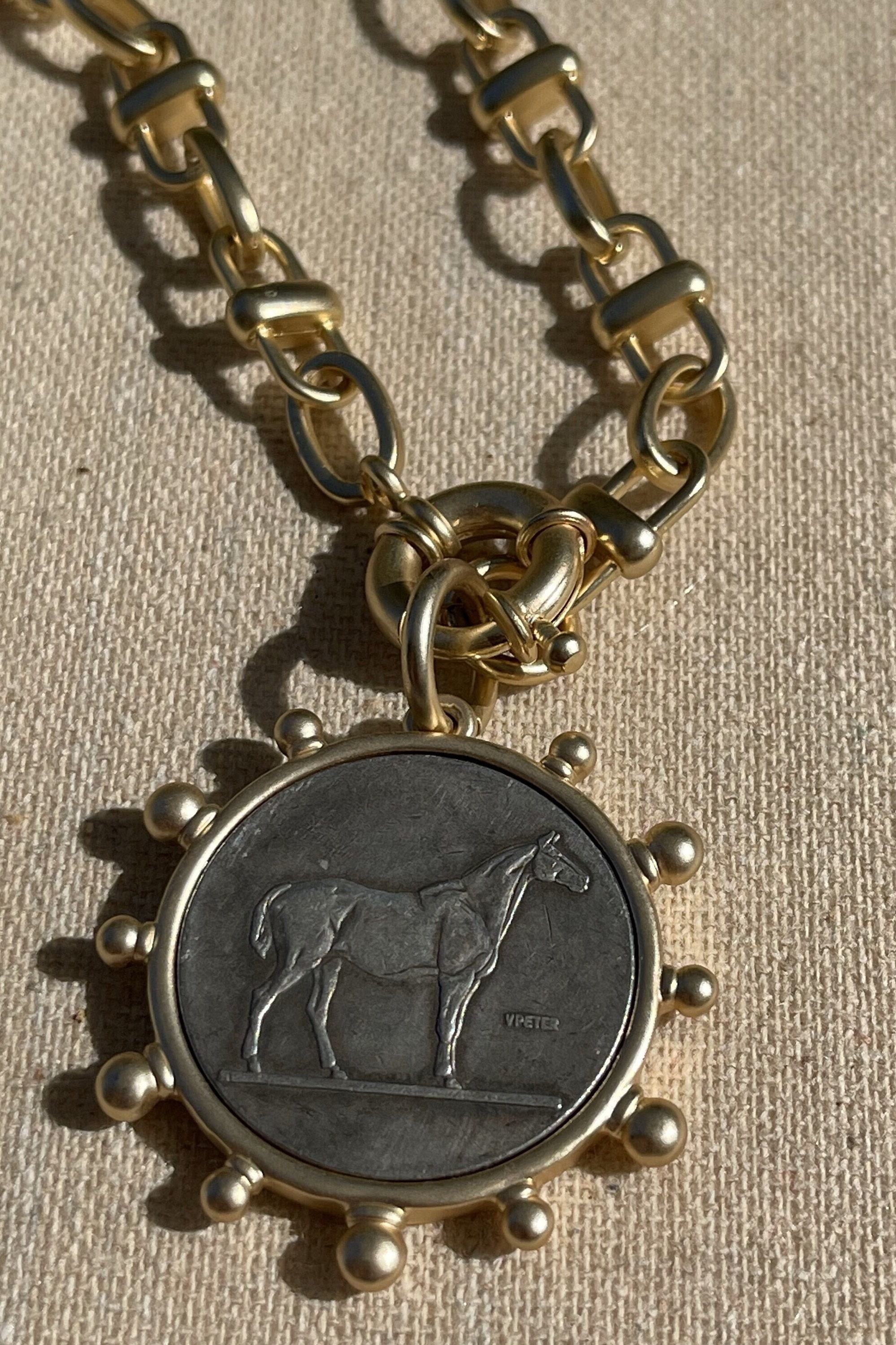 Mckinney Horse Medallion Coin Necklace Etsy
