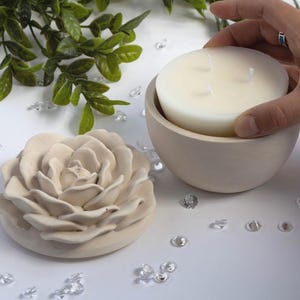 Rose Flower Scented Candle Gift|Jar Concrete With Lid | Scented Candle Refill 7oz | Organic Coconut Soy Wax | Handmade | Home Decor And Gift