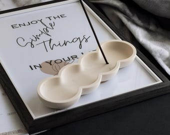 Incense holder Oval Round Stone Decor Shelf  Incense burner Handmade Jesmonite Neutral Home Decor and Gift