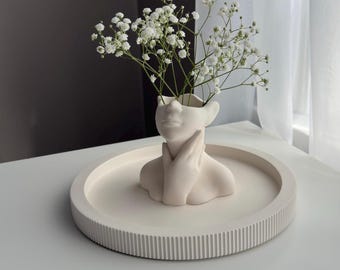 Contemporary Minimalist Jesmonite Vase | Handmade Decorative Table Ornament | Neutral Home Decor Gift | Unique Self-Decor Accent
