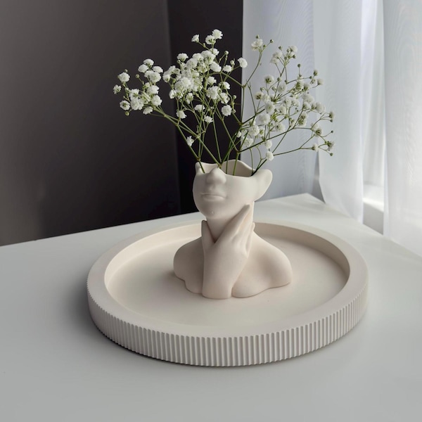 Contemporary Minimalist Jesmonite Vase | Handmade Decorative Table Ornament | Neutral Home Decor Gift | Unique Self-Decor Accent