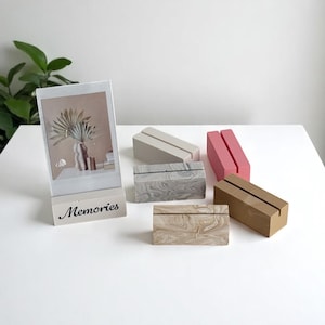 Porte-photos Polaroid bloc photo et porte-cartes de mariage Porte-cartes de mariage fait main Jesmonite fait main neutre Décoration d'intérieur et cadeau