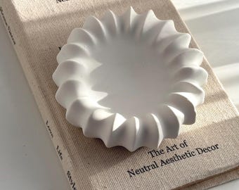Ribbed Bowl Decor Handmade Jesmonite Stone Table Decor Aesthetics Neutral Home Decor & Gift