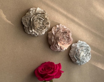 Elegantes rosas de peonía, decoración de piedra / Adorno de rosa de hormigón hecho a mano / Jesmonite / Decoración y regalo para el hogar