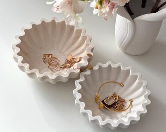 Ruffle Bowl Decor Decorative Handmade Jesmonite Aesthetic Table Decor Bowl Neutral Modern Home Decor & Gift