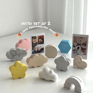 Polaroid Photo Holder Set 2 Colourful Photo & Place Card Holder Wedding Place Card Stand Stone Jesmonite Handmade Home Decor and  gift