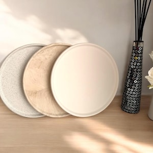 Large Round Tray Decor Stone Table Tray Decorative Large Plate Handmade Jesmonite Neutral Home Decor and Gifts