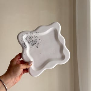 Irregular Tray Decorative Jewellery Display Trinket Dish Handmade Stone Jesmonite Aesthetic Neutral Home Decor and Gift.