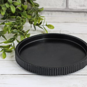 Black Ribbed Decorative Tray Stone | Shelf Decor | Homeware Display Tray Accessories | Jesmonite | Handmade | Home Decor Tableware & Gift