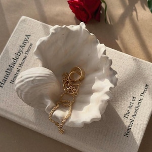 Conch Sea Shell Pot Decor Shel and Table Decor Handmade Stone Jesmonite  | Neutral Aesthetic Home Decor Accessories & Gift