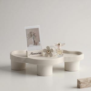 Pedestal Irregular Tray Organic  Decor - Handmade Jesmonite Stone - Aesthetics Neutral Home Decor & Gift for Modern Design