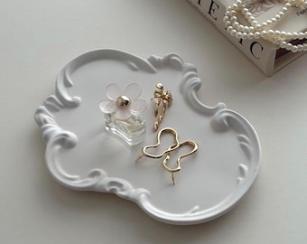 Vintage Style Tray Decor Handmade Jesmonite Stone Jewellery Aesthetic Neutral Home Decor &  Gift