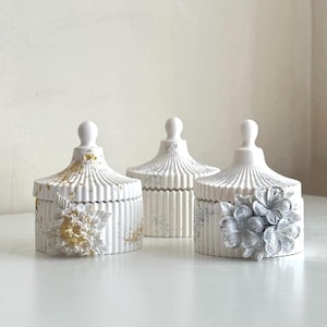 Gerippter Topf Aufbewahrungsdekor Handgefertigter Stein Jesmonite Schmuck Minimalistische Neutrale Wohnkultur und Geschenk