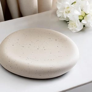 Handmade Jesmonite Tray: Neutral Stone Decor, Tabletop Display