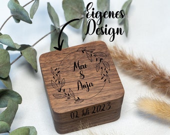 Personalized wooden ring box with individual engraving | Own design and text |