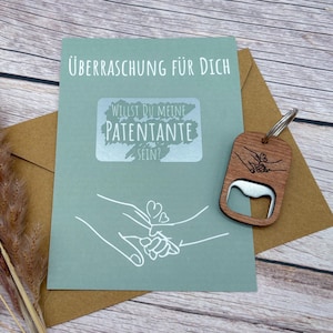 Coffret personnalisé : carte à gratter & décapsuleur en bois - question à la marraine
