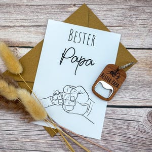 Personalisierter Holz Flaschenöffner Anhänger & Karte | Bester Papa | Vatertagsgeschenk | Geschenk für Papa