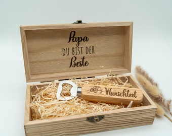 Handgefertigter Holz-Flaschenöffner mit individueller Gravur - Das perfekte Geschenk für Papa zum Vatertag oder Geburtstag