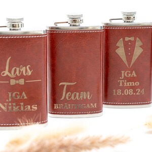 Petacas de cuero personalizadas para la JGA Marrón